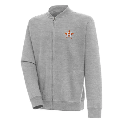 Men's Antigua  Heather Gray Houston Astros Victory Full-Zip Jacket