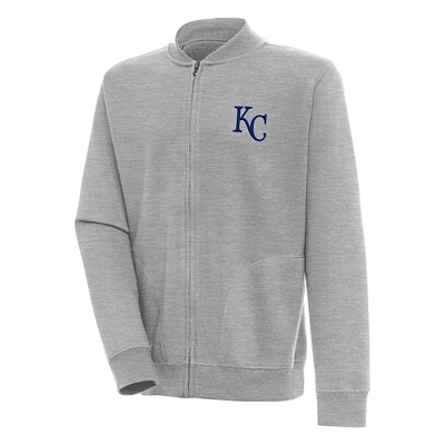 Men's Antigua  Heather Gray Kansas City Royals Victory Full-Zip Jacket