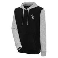 Men's Antigua  Black/Heather Gray Chicago White Sox Victory Pullover Hoodie