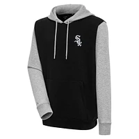 Men's Antigua  Black/Heather Gray Chicago White Sox Victory Pullover Hoodie