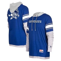 Men's New Era  Royal Dallas Cowboys Third Down Throwback Long Sleeve Hoodie T-Shirt