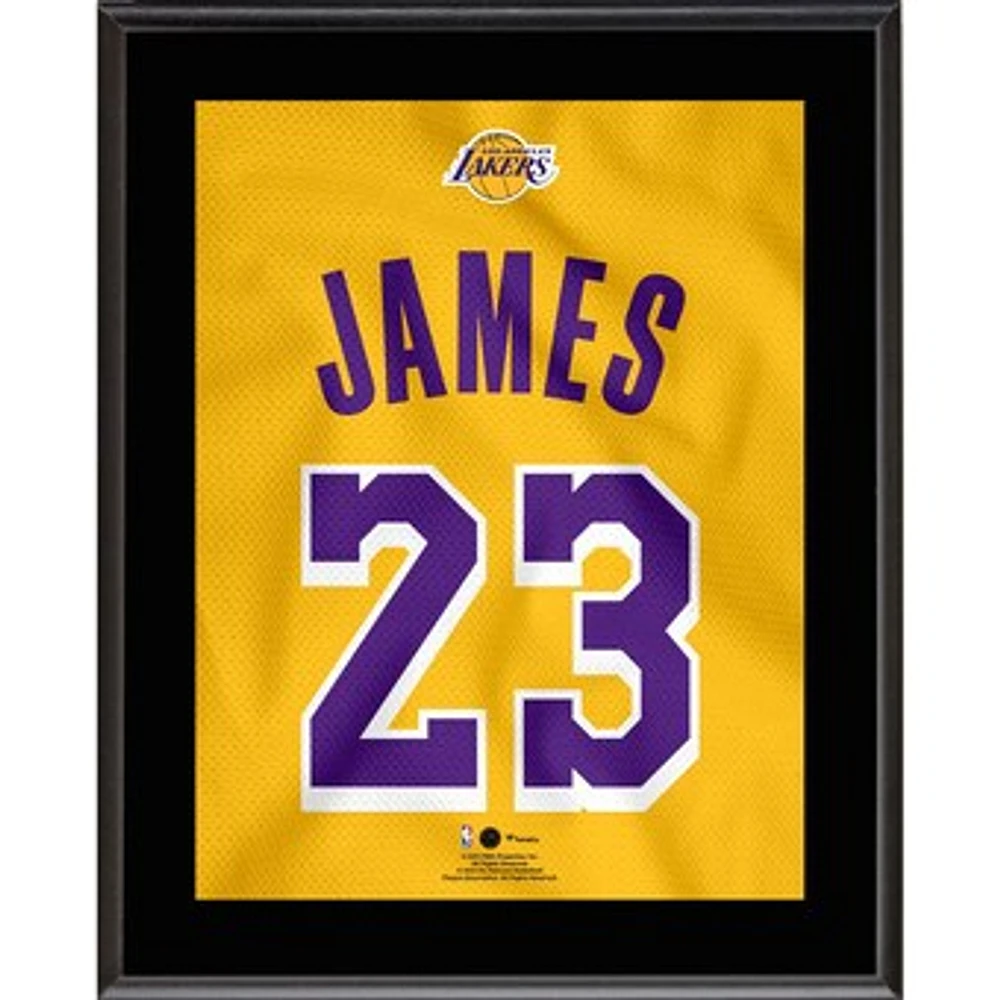 LeBron James Los Angeles Lakers 10.5" x 13" #23 Gold Jersey Sublimated Plaque