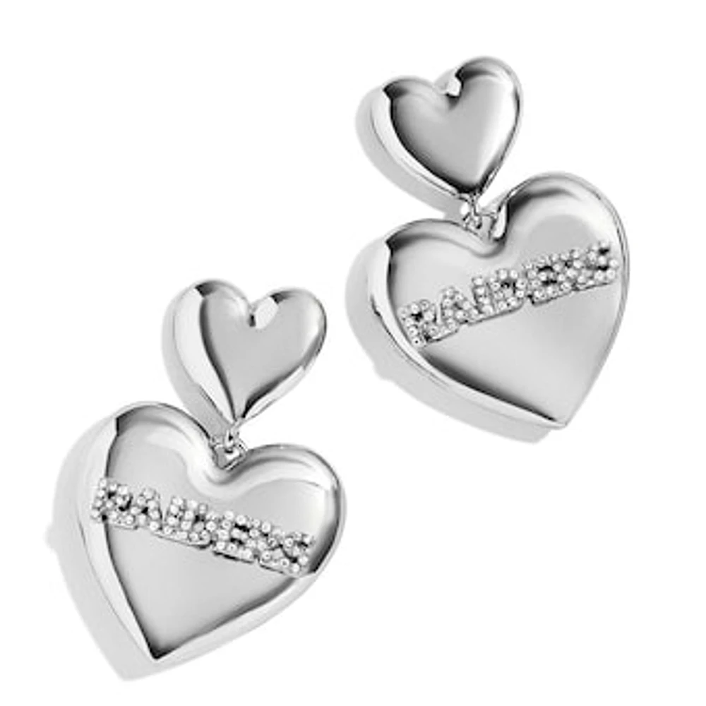 WEAR by Erin Andrews Las Vegas Raiders Heart Statement Drop Earrings