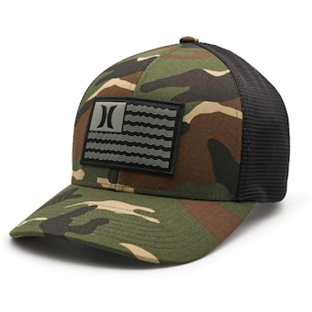 Men's Hurley Camo Icon Flag Trucker Flex Hat