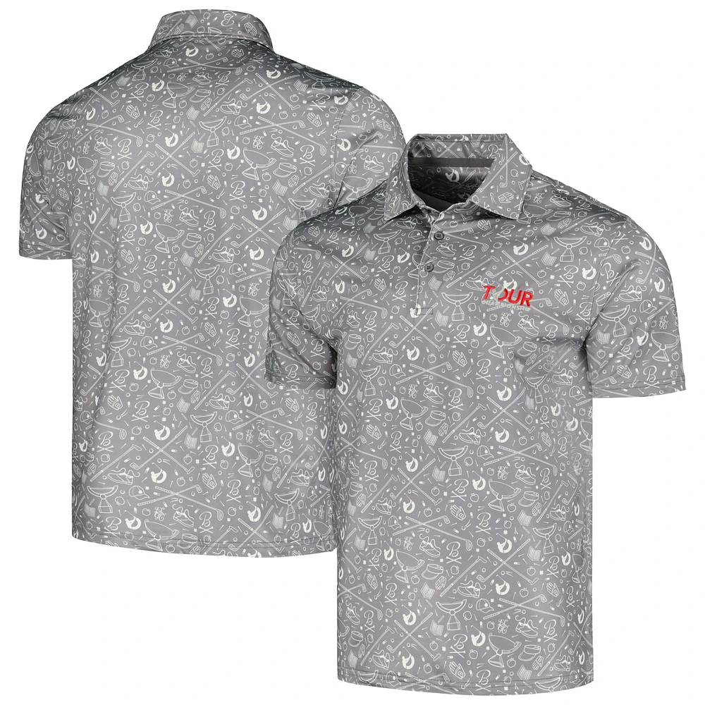 Men's Barstool Golf Gray TOUR Championship Printed Polo