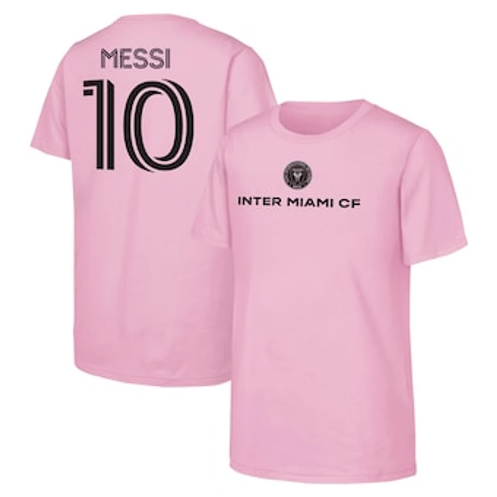 Youth Lionel Messi Pink Inter Miami CF Name & Number T-Shirt