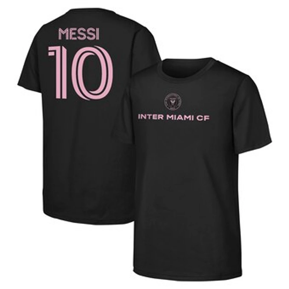 Youth Lionel Messi Black Inter Miami CF Name & Number T-Shirt