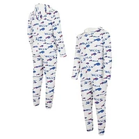 Men's Concepts Sport White Buffalo Bills Allover Print Docket Union Full-Zip Hooded Pajama Suit