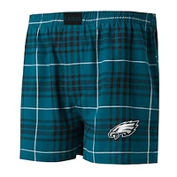 Men's Concepts Sport Green/Black Philadelphia Eagles Concord Flannel Boxers