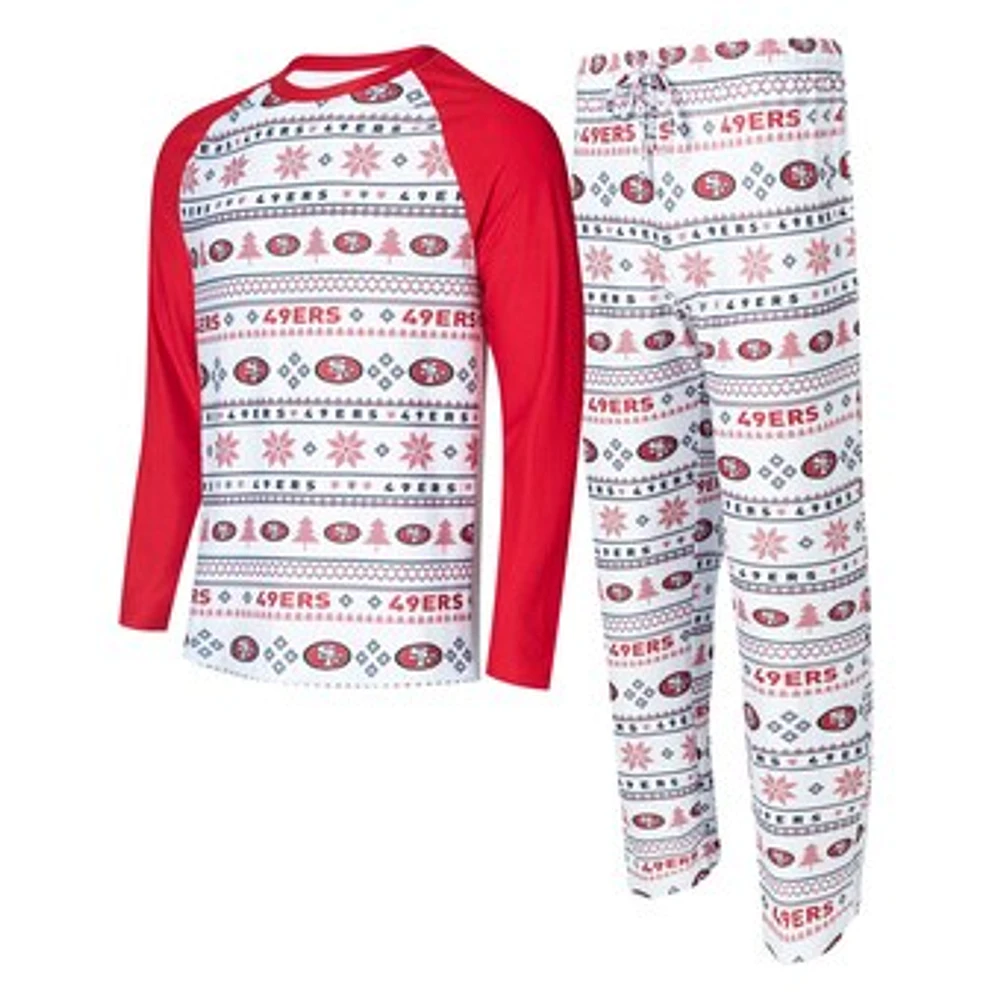 Men's Concepts Sport White/Scarlet San Francisco 49ers Tinsel Raglan Long Sleeve T-Shirt & Pants Sleep Set