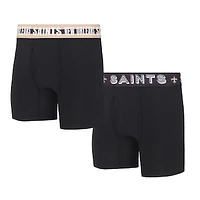 Men's Concepts Sport New Orleans Saints Gauge Knit Boxer Brief Two-Pack