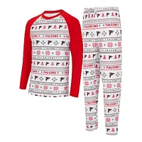 Men's Concepts Sport White/Red Atlanta Falcons Tinsel Raglan Long Sleeve T-Shirt & Pants Sleep Set