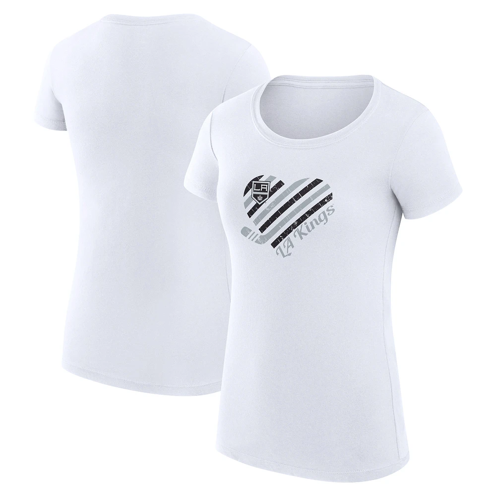Women's G-III 4Her by Carl Banks White Los Angeles Kings Heart Fitted T-Shirt