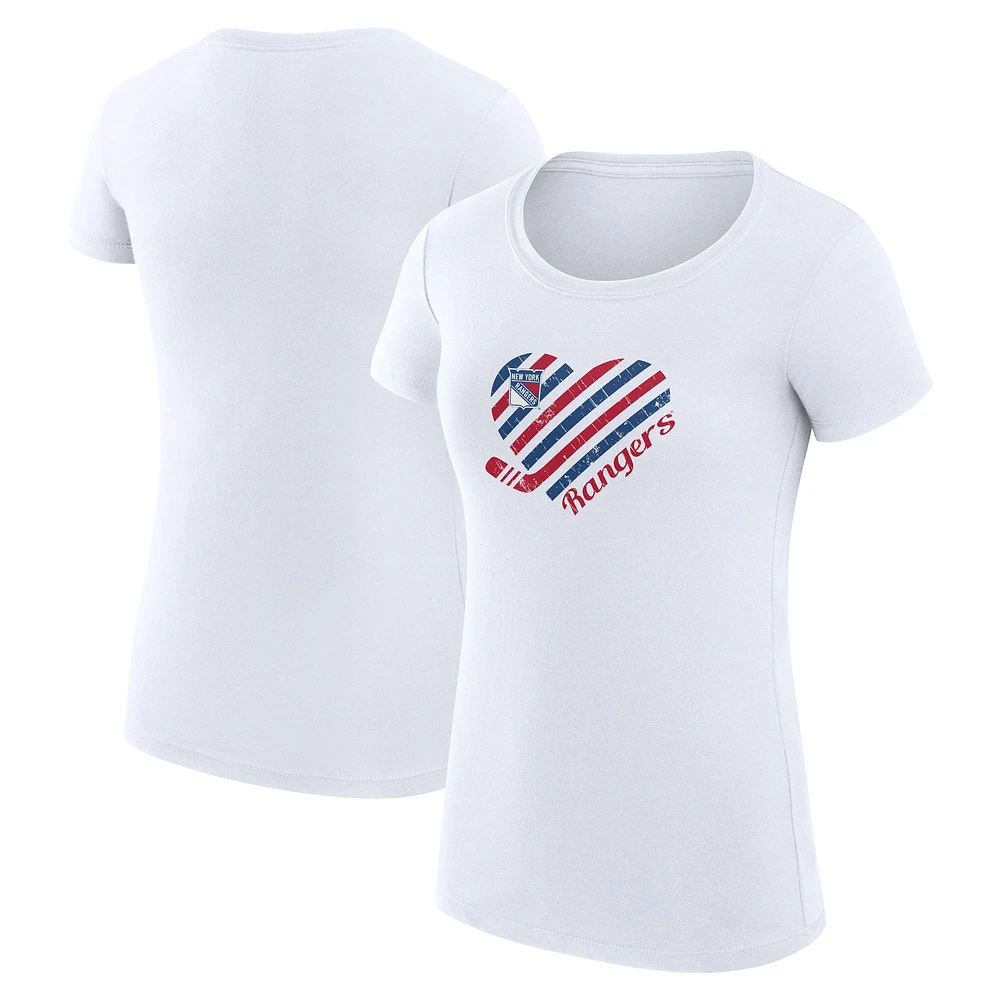 Women's G-III 4Her by Carl Banks White New York Rangers Heart Fitted T-Shirt