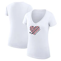 Women's G-III 4Her by Carl Banks White Carolina Hurricanes Heart V-Neck Fitted T-Shirt