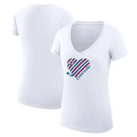 Women's G-III 4Her by Carl Banks White Colorado Avalanche Heart V-Neck Fitted T-Shirt