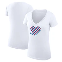 Women's G-III 4Her by Carl Banks White Colorado Avalanche Heart V-Neck Fitted T-Shirt