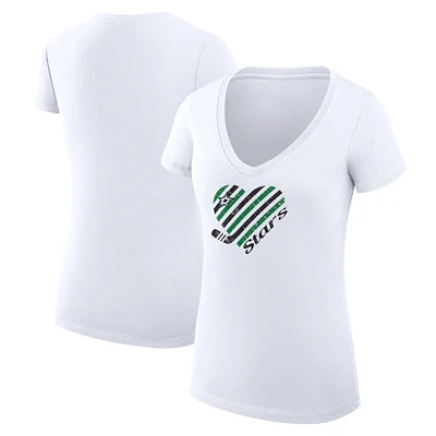 Women's G-III 4Her by Carl Banks White Dallas Stars Heart V-Neck Fitted T-Shirt