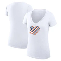 Women's G-III 4Her by Carl Banks White Edmonton Oilers Heart V-Neck Fitted T-Shirt
