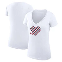 Women's G-III 4Her by Carl Banks White Florida Panthers Heart V-Neck Fitted T-Shirt