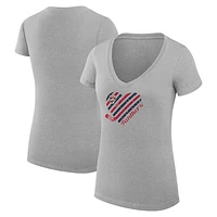 Women's G-III 4Her by Carl Banks Heather Gray Florida Panthers Heart V-Neck Fitted T-Shirt
