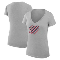 Women's G-III 4Her by Carl Banks Heather Gray Florida Panthers Heart V-Neck Fitted T-Shirt