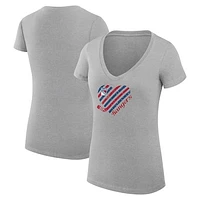 Women's G-III 4Her by Carl Banks Heather Gray New York Rangers Heart V-Neck Fitted T-Shirt