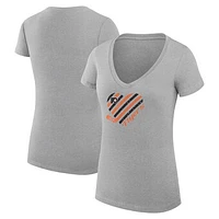 Women's G-III 4Her by Carl Banks Heather Gray Philadelphia Flyers Heart V-Neck Fitted T-Shirt