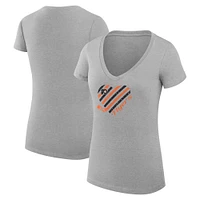 Women's G-III 4Her by Carl Banks Heather Gray Philadelphia Flyers Heart V-Neck Fitted T-Shirt