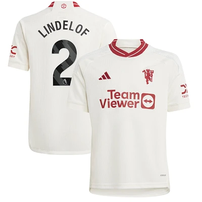 Youth adidas Victor Lindelof White Manchester United 2023/24 Third Replica Player Jersey