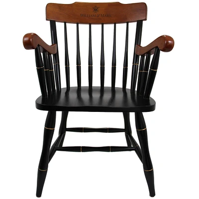 Black William & Mary Tribe Captain's Chair with Cherry Arms & Crown