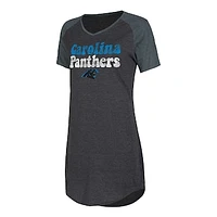 Women's Concepts Sport Black/Charcoal Carolina Panthers Raglan V-Neck Nightshirt