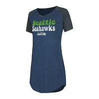 Women's Concepts Sport Navy/Charcoal Seattle Seahawks Raglan V-Neck Nightshirt