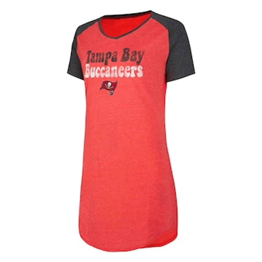 Women's Concepts Sport Red/Black Tampa Bay Buccaneers Raglan V-Neck Nightshirt