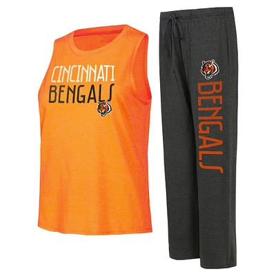 Women's Concepts Sport Black/Orange Cincinnati Bengals Muscle Tank Top & Pants Lounge Set