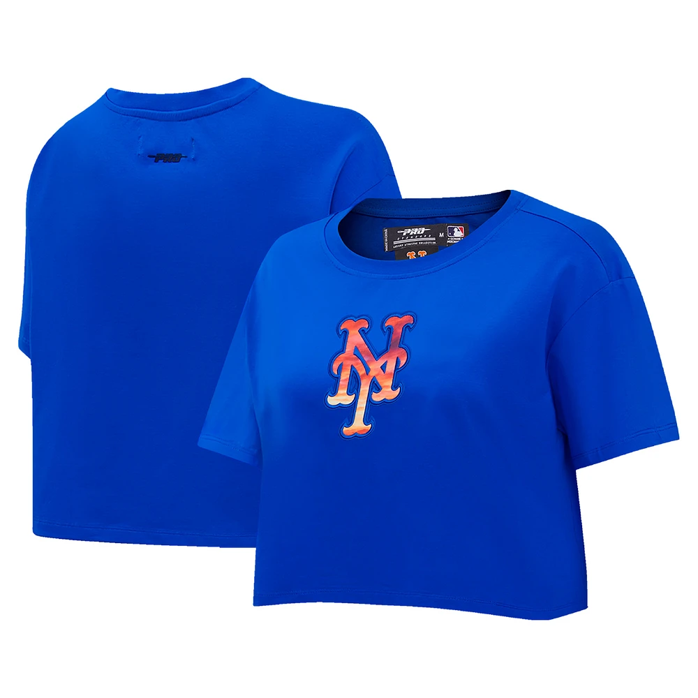 Women's Pro Standard Royal New York Mets Painted Sky Boxy Cropped T-Shirt