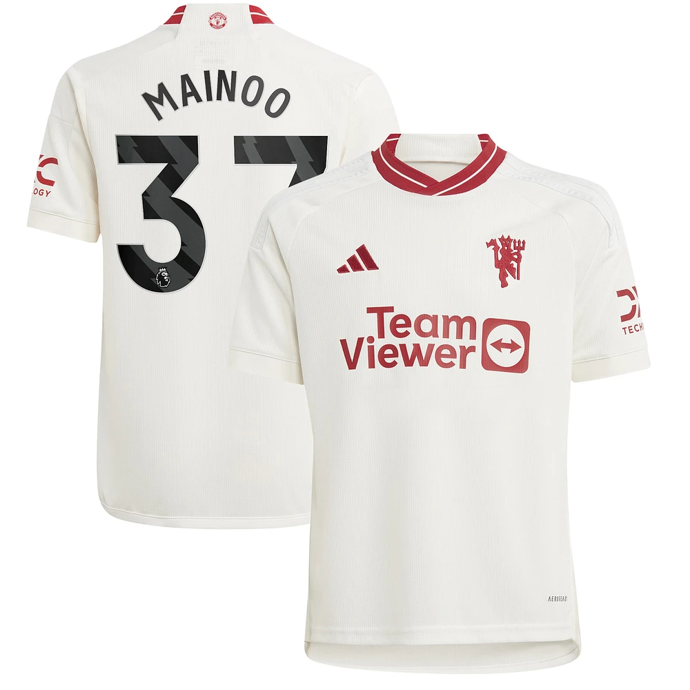 Youth adidas Kobbie Mainoo White Manchester United 2023/24 Third Replica Player Jersey