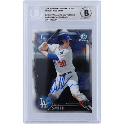 Will Smith Los Angeles Dodgers Autographed 2016 Bowman Chrome Draft #BDC-84 Beckett Fanatics Witnessed Authenticated Rookie Card