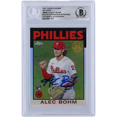 Alec Bohm Philadelphia Phillies Autographed 2021 Topps Chrome #86BC-14 Beckett Fanatics Witnessed Authenticated Rookie Card