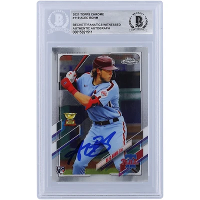 Alec Bohm Philadelphia Phillies Autographed 2021 Topps Chrome #119 Beckett Fanatics Witnessed Authenticated Rookie Card