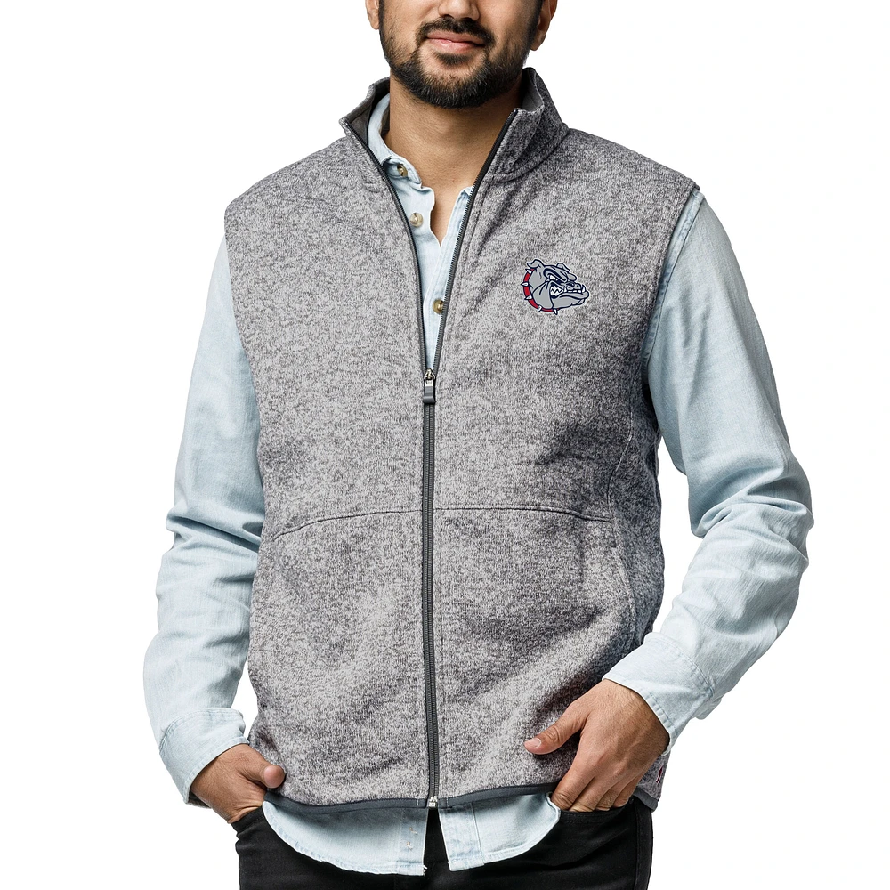 Men's League Collegiate Wear Heather Gray Gonzaga Bulldogs Saranac Full-Zip Vest