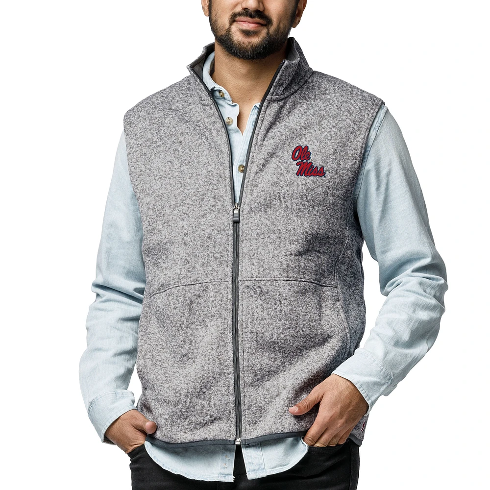 Men's League Collegiate Wear Heather Gray Ole Miss Rebels Saranac Full-Zip Vest