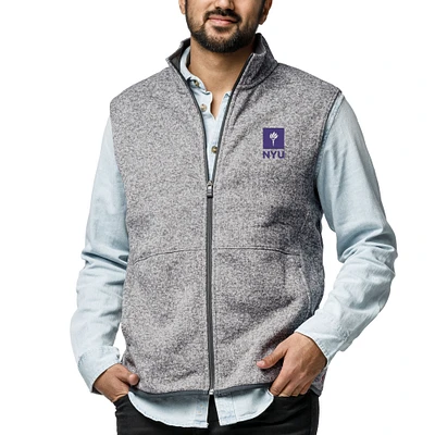 Men's League Collegiate Wear  Heather Gray NYU Violets  Saranac Full-Zip Vest