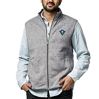 Men's League Collegiate Wear  Heather Gray UNC Wilmington Seahawks Saranac Full-Zip Vest