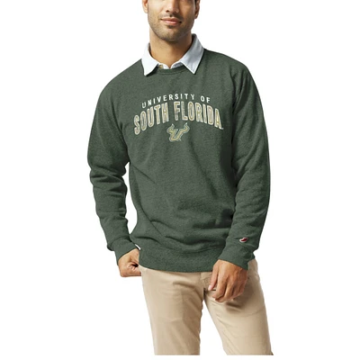 Men's League Collegiate Wear  Heather Green South Florida Bulls Heritage Tri-Blend Pullover Sweatshirt