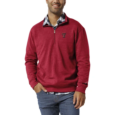 Men's League Collegiate Wear  Heather Red Texas Tech Raiders Heritage Tri-Blend Quarter-Zip Pullover Sweatshirt