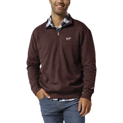 Men's League Collegiate Wear  Heather Maroon Virginia Tech Hokies Heritage Tri-Blend Quarter-Zip Pullover Sweatshirt