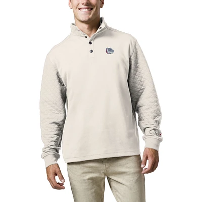 Men's League Collegiate Wear  Cream Gonzaga Bulldogs Fleece Quarter Snap Up Pullover Sweatshirt