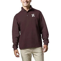 Men's League Collegiate Wear  Heather Maroon Harvard Crimson Fleece Quarter Snap Up Pullover Sweatshirt