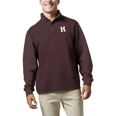 Men's League Collegiate Wear  Heather Maroon Harvard Crimson Fleece Quarter Snap Up Pullover Sweatshirt
